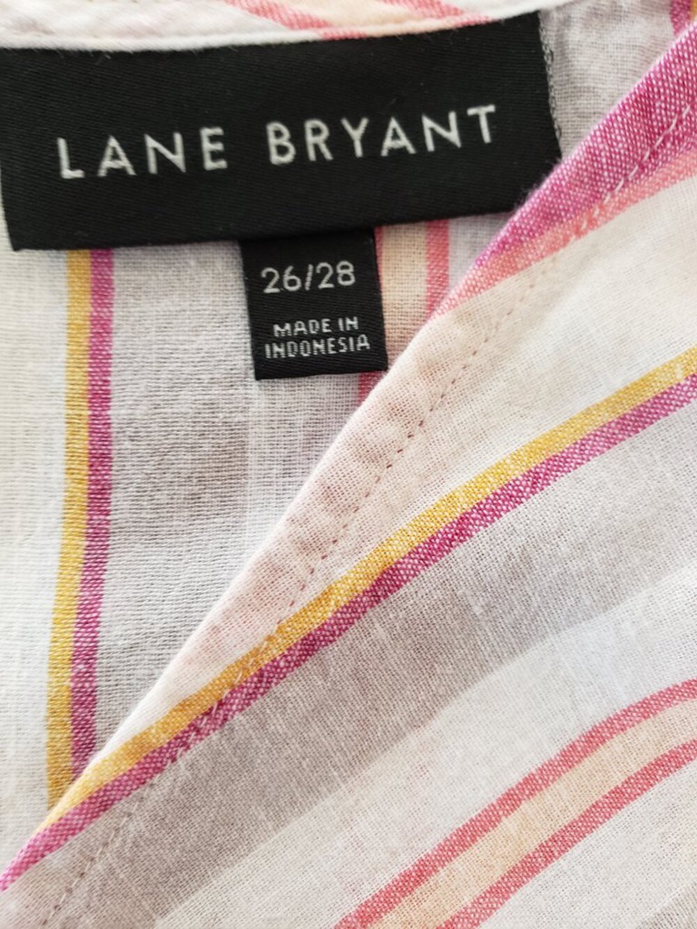 Lane Bryant Linen Blend Peplum Top Pink Stripe Size 26/28 Plus - Picture 4 of 8